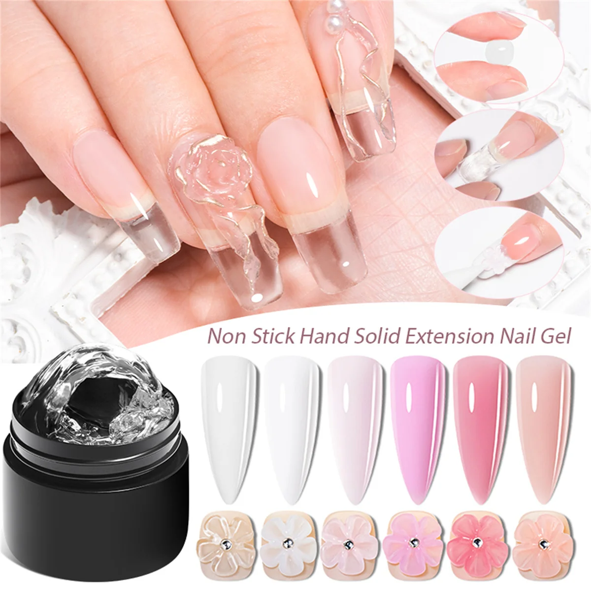 Transparentes Antihaft-Handverlängerungs-Gel Nagellack 3D-Formung/Skulpturierung/Modellierung UV/LED-Gel Milchiges Jelly Hartgel Nagelzubehör DIY Image