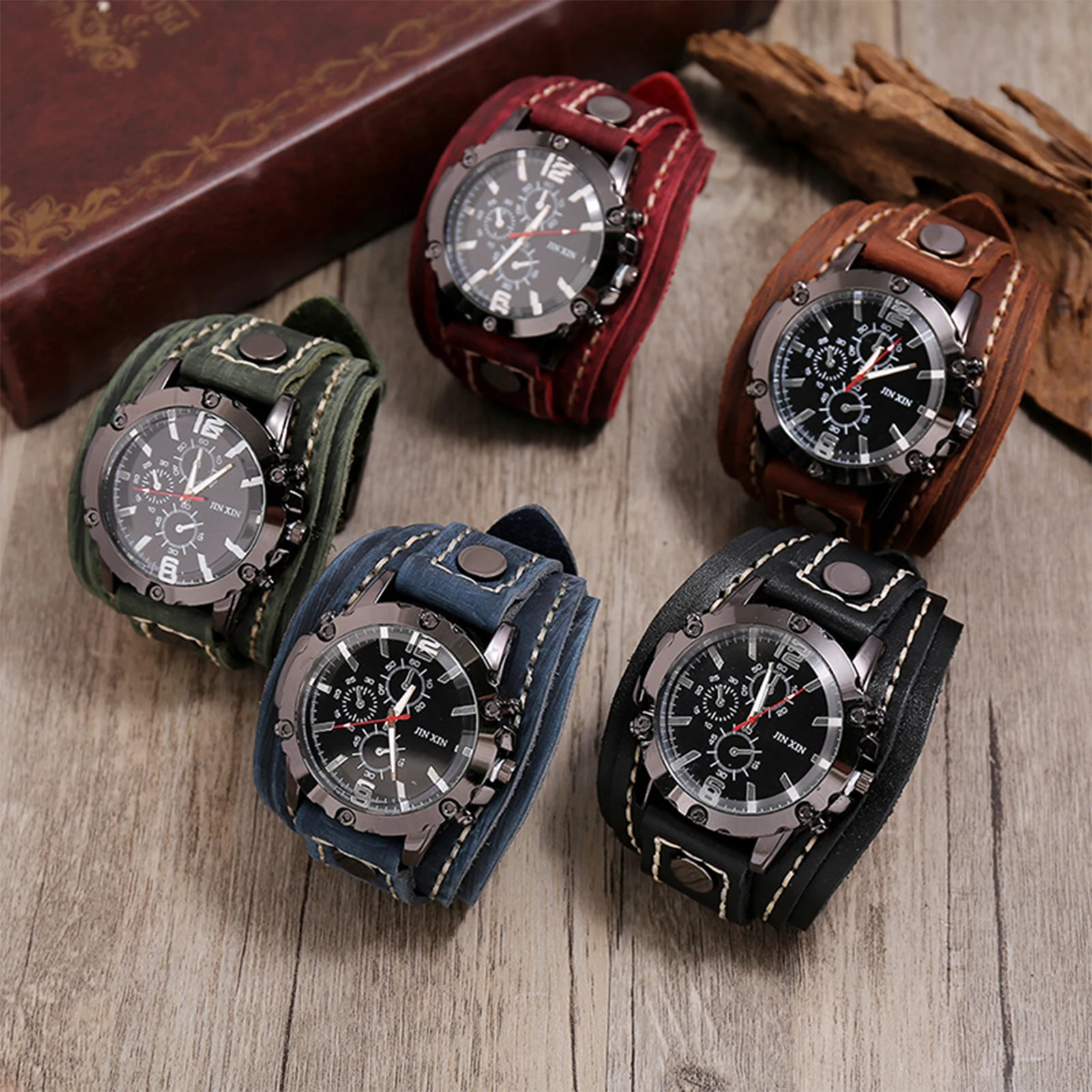 Armbanduhren für Jungen, runde Armbänder mit klarem Glaszifferblatt, antike Uhr für den Bräutigam, Hochzeit, Dating, Shopping