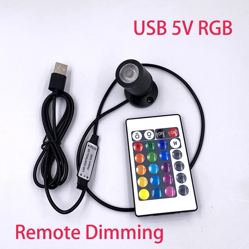 Mini RGB LED Spot-Licht USB 5V Dimmbar Mini Decken-Spotlight 1W 3W Aufbau-Spot für Vitrine Puppenhaus Schmucklampe