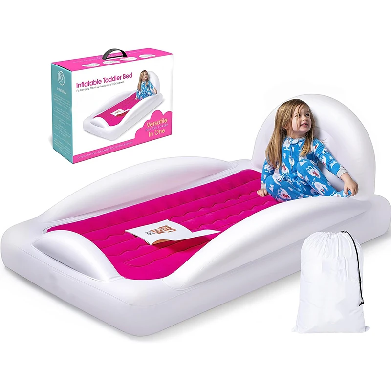 Aufblasbares Kleinkind-Reise bett mit Sicherheits stoßstangen Rückenlehne tragbare Kinder luft matratze Babybett Kinder bett für Reise camping