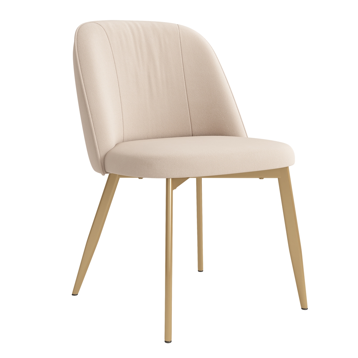 OKWISH 4 Esszimmerstühle Samt Beige mit goldfarbenen Metallbeinen, ergonomische Rückenlehne, gepolstert, einfache Montage Image