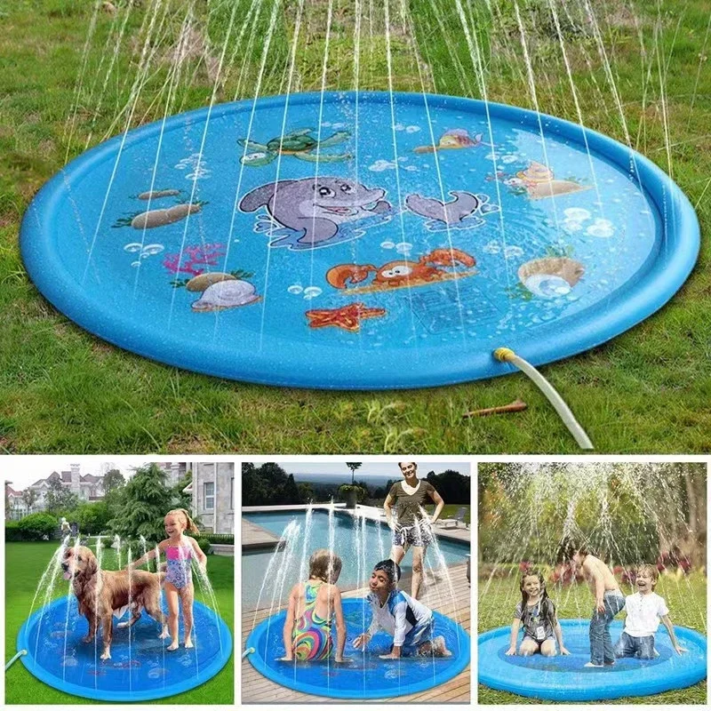 150/200cm Sommer Haustier aufblasbares Schwimmbad faltbare Sprüh matte Hunde Kinder im Freien interaktive Brunnen Spielzeug Image