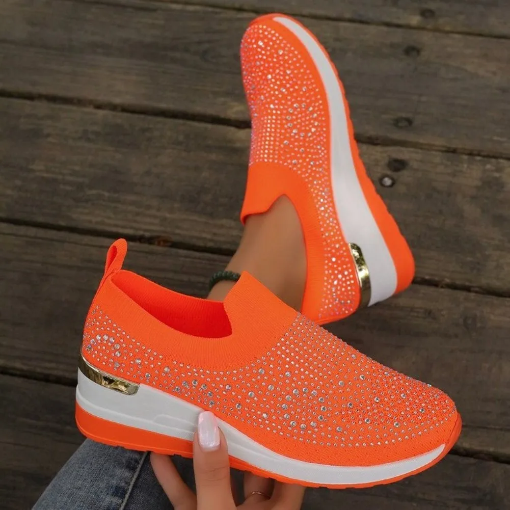 Frauen Keile Plattform Turnschuhe Herbst Mode Runde Kappe Casual Sport Slip-on Schuhe Frau Nicht Slip Vulkanisierte Schuhe Plus größe 44