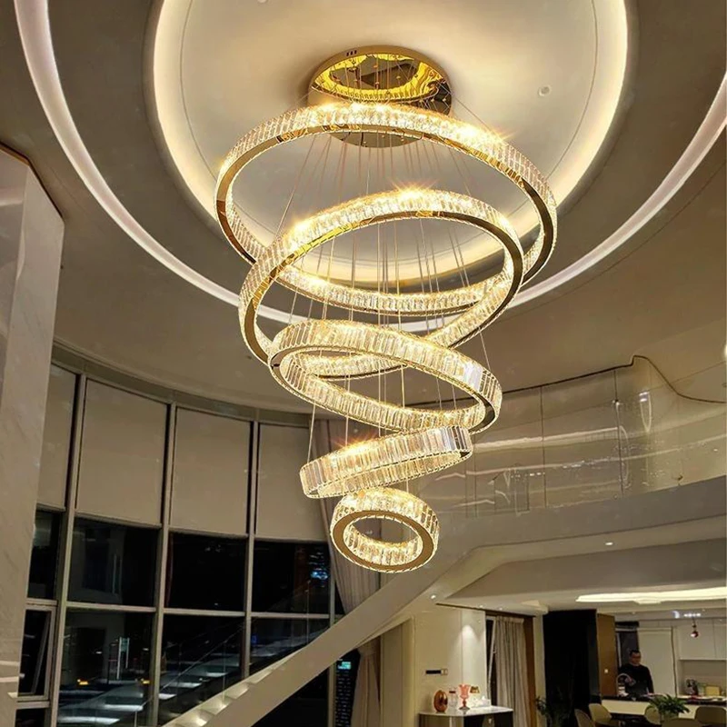 Kristall-Kronleuchter für moderne Inneneinrichtung, Treppen-Pendelleuchte, Pendelleuchten für das Wohnzimmer, Innenbeleuchtung
