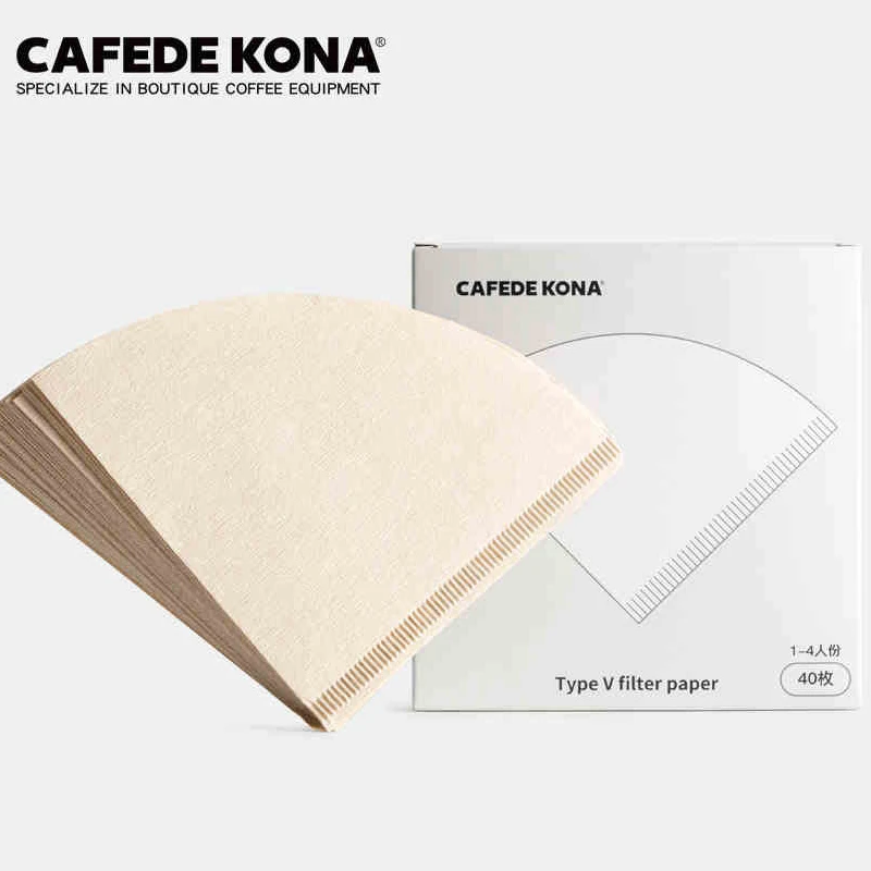 CAFEDE KONA Pour Over TYP V FILTERPAPIER KAFFEE DRIPPER 40 Blatt Kaffeefilter Kaffeepapier konischer Filterpapierfilter Image
