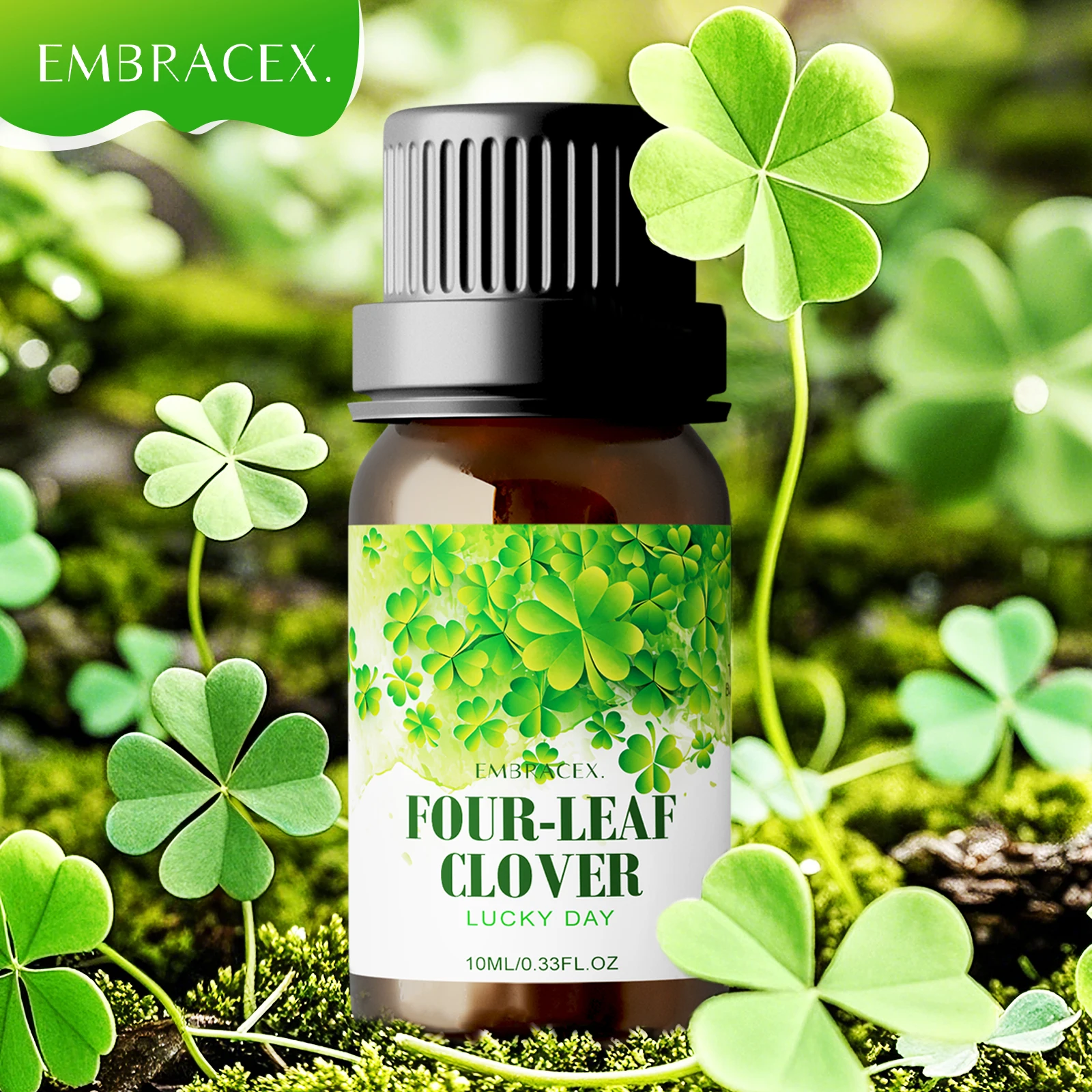 10 ml ätherisches Vierblättriges-Kleeblatt-Öl, Gesichtsöl, Körpermassageöl, Geschenk des Glücks, feuchtigkeitsspendend, nährend und pflegend, viel Glück Image