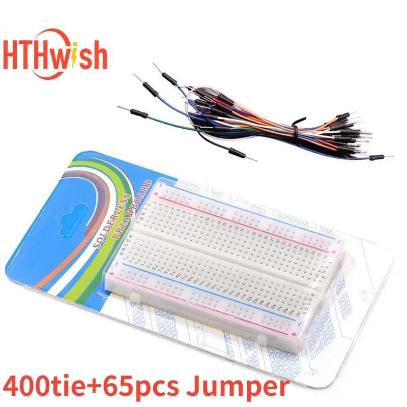 400 Verbindungspunkte, lötfreies PCB-Steckbrett, Mini-Test-Protbrett, Brotbrett mit 65 Stück Jumper Image
