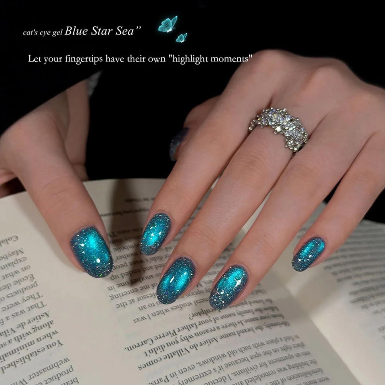 MAINEL 10ML 1 Stück Blaue Nägel Beliebter Online-Trend Traumhafter Blauer Aurora Katzenaugen-Glitter Nagellack Magnetischer Gel-Nagellack Nagelprodukte Image
