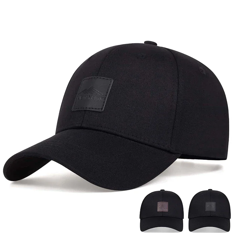 Unisex NEW York Baseballkappen aus Leder mit Etikett, verstellbar, für den Frühling und Herbst, lässiger Sonnenschutzhut