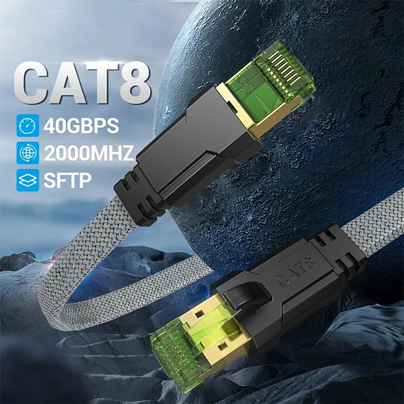 CYANMI Cat8 Ethernet-Kabel STTP 40 Gbit/s 2000 MHz Cat 8 RJ45 Netzwerk Lan Patchkabel für Router Modem Internet RJ 45 Ethernet-Kabel Image