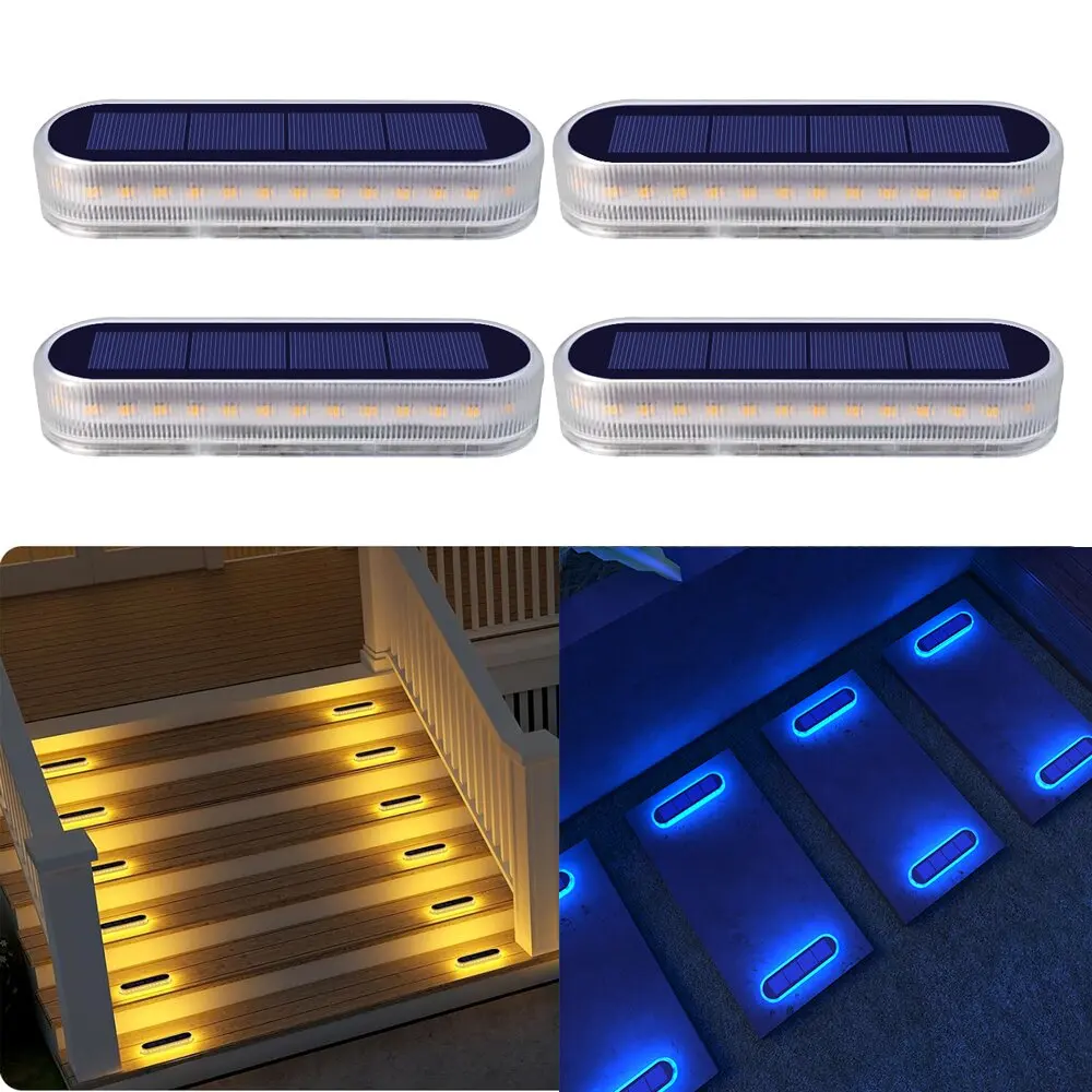 Solar-Stufenleuchten, wasserdicht, IP68, automatisches Ein-/Ausschalten, Wegeleuchten, solarbetriebene Lichtleiste, Solar-LED-Bodentreppen, Bodenleuchten