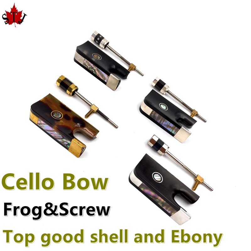 NEUE 4/4 Carbon Cello Bogen Ebenholz/organische edelstein Frosch + kupfer/silber Schraube für Cello Teile Zubehör saiten Instrumente Image