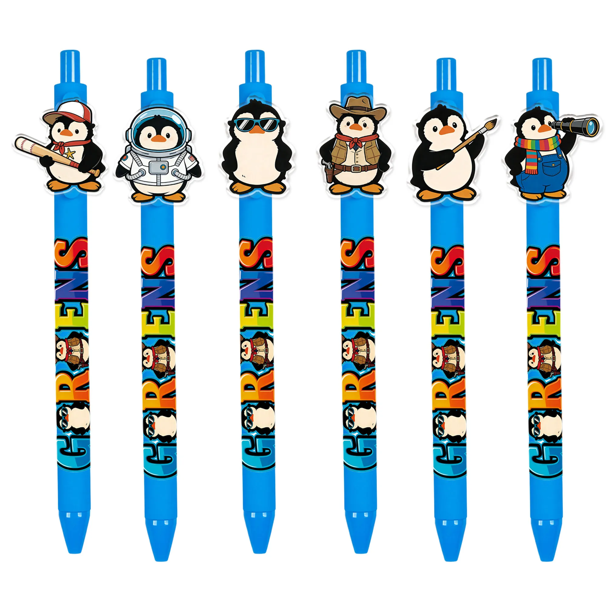 6 Stück / 12 Stück Niedliche Kugelschreiber mit Pinguinmuster - Antarktische Tier-Büroschreibstifte Image