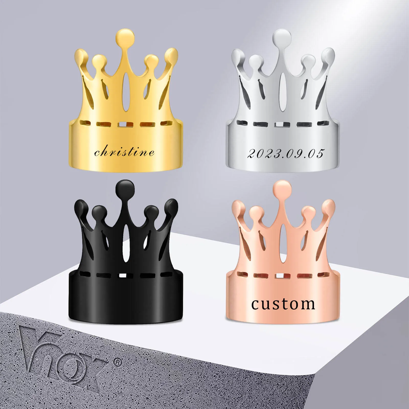 Vnox freie Gravur Name Stethoskop Charms, personal isierte ID Geschenk für Ärzte Krankens ch western, Edelstahl Krone Anhänger Zubehör Image