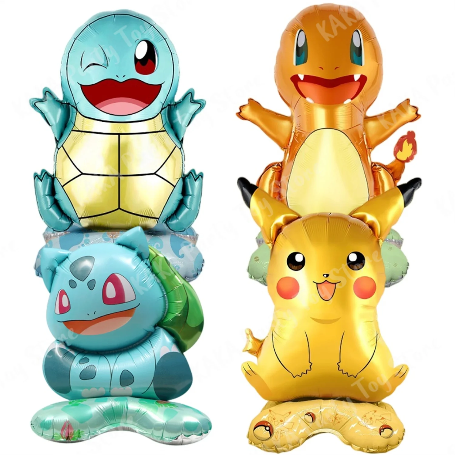 4Pcs Stehenden Pokemon Ballon Cartoon Pikachu Squirtle Bulbasaur figur Folie Ballon Dekoration Lieferungen Kinder Geburtstag Party Geschenk Image