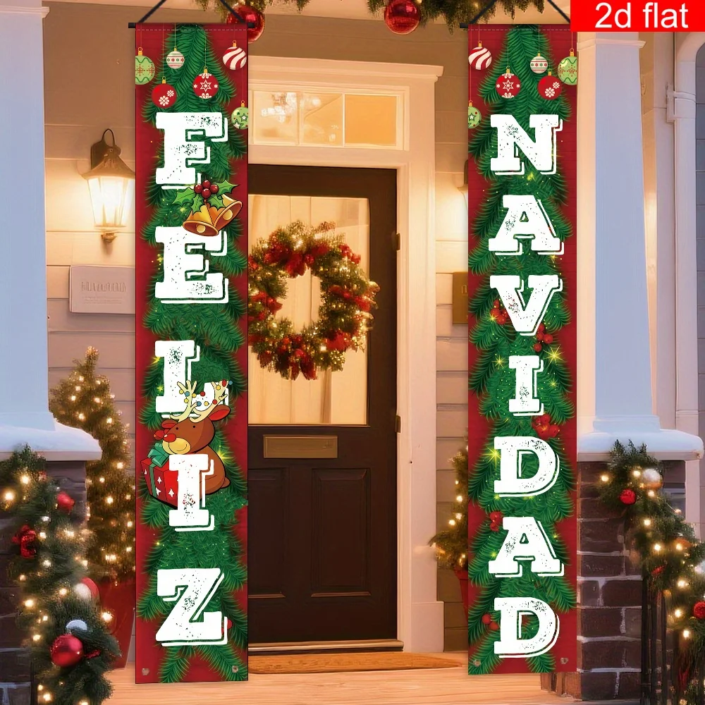 VIKAMA Weihnachtsbanner auf Spanisch, Neujahrsdekorationen, geeignet für Wände und Veranden, Bestseller für Weihnachtsfeiern Image