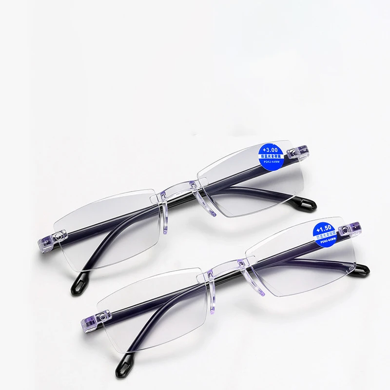 Ultraleichte Randlose Lesebrille mit Abgeschrägten Kanten - Unisex Blaulichtfilter Presbyopie-Brille +1,0~+4,0 Image