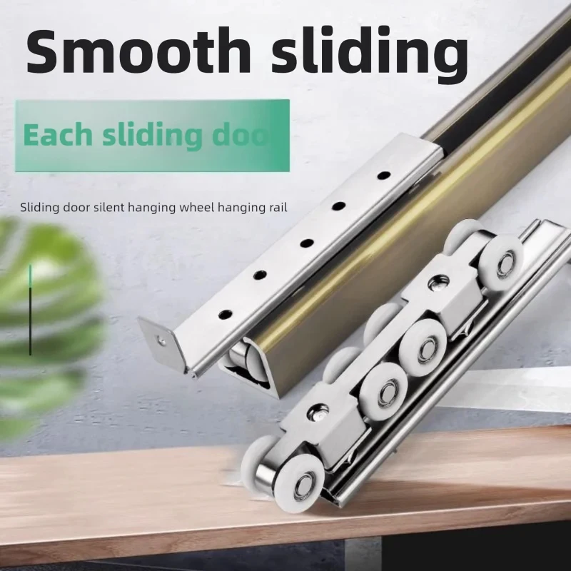 2er-Pack Schiebetür-Rollen-Hardware-Set mit 4/8 Hängerollen - Leises & Langlebiges Schiebetür-Rollensystem für Holztüren zu Hause