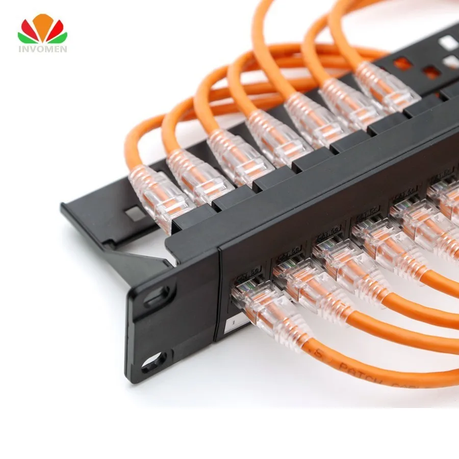Heißer 1U 24 2U 48 Port Pass-durch CAT6 Patch Panel RJ45 stecker Netzwerk Kabel Adapter Keystone Jack Modular verteilung Rahmen Image