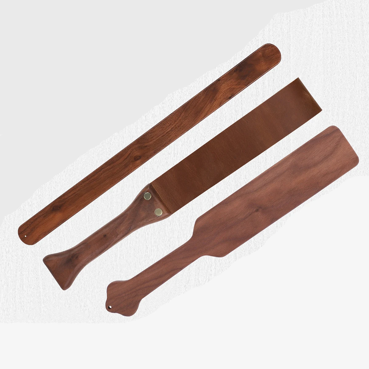 Walnussholz, PU-Leder, Paddel, Reitpeitsche aus massivem Holz, unterwürfig, Flog Spank Paddle Image