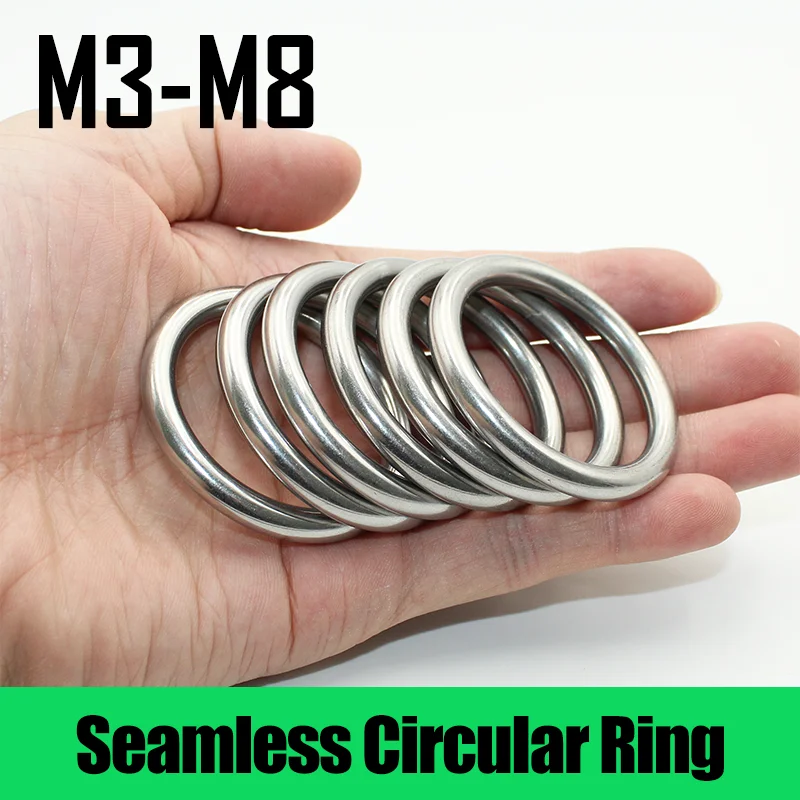Nahtloser Kreisring aus Edelstahl 304, O-förmiger Ring, massiver nahtloser Stahlring, M3, M4-M8, Hängematte, Yoga-Verbindungsstahlring
