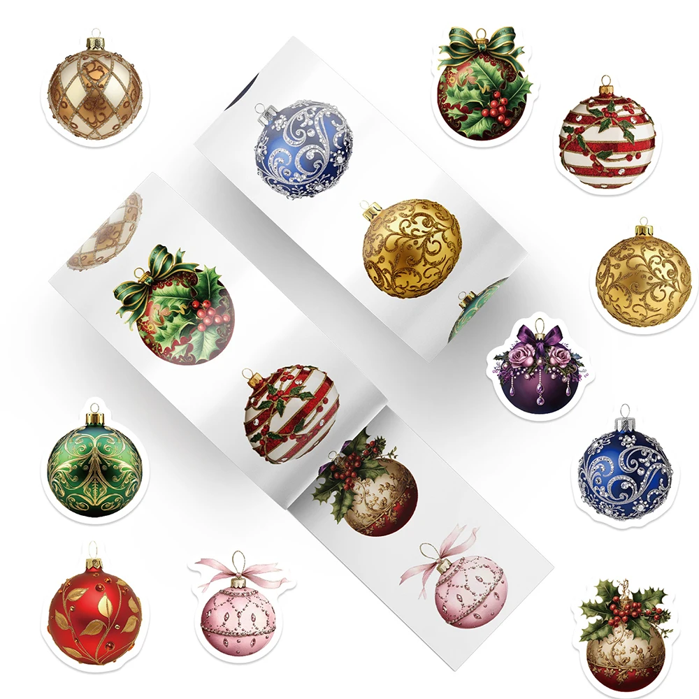 500 teile/rolle Retro Weihnachten Ball Belohnung Aufkleber Cartoon Dicht Aufkleber Dekoration DIY Wasser Flasche Telefon Kühlschrank Graffiti Aufkleber Image