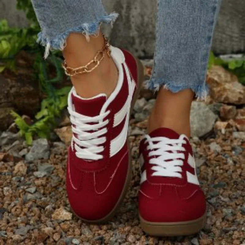 2025, Damen-Sportschuhe, Retro, lässig, flacher Boden, runde Zehenpartie, Frühling und Herbst, neuer Stil, vielseitige modische Schuhe, Größe 35–43