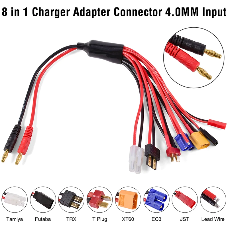 4,0 mm Banana 8-in-1 RC-Ladeadapter – universelles Lipo-/NiMH-Batteriekabel für IMAX B6/B6AC – Ladelösung für Auto/Drohnen Image