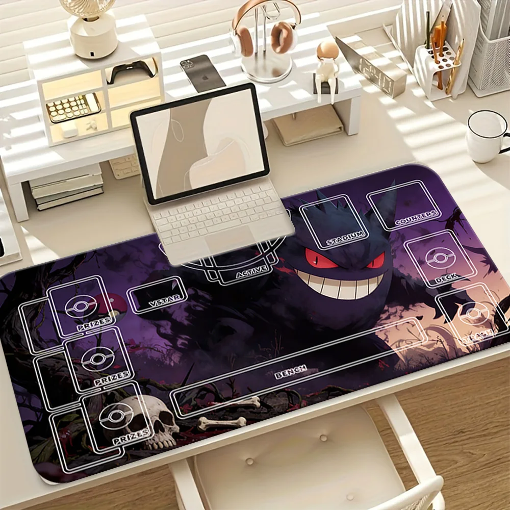 Dark Gengar Pokemon TCG Spielmatte, großes, erweitertes Gaming-Mauspad, rutschfeste Schreibtischunterlage für Kartenspiel, Gamer, Büro Image