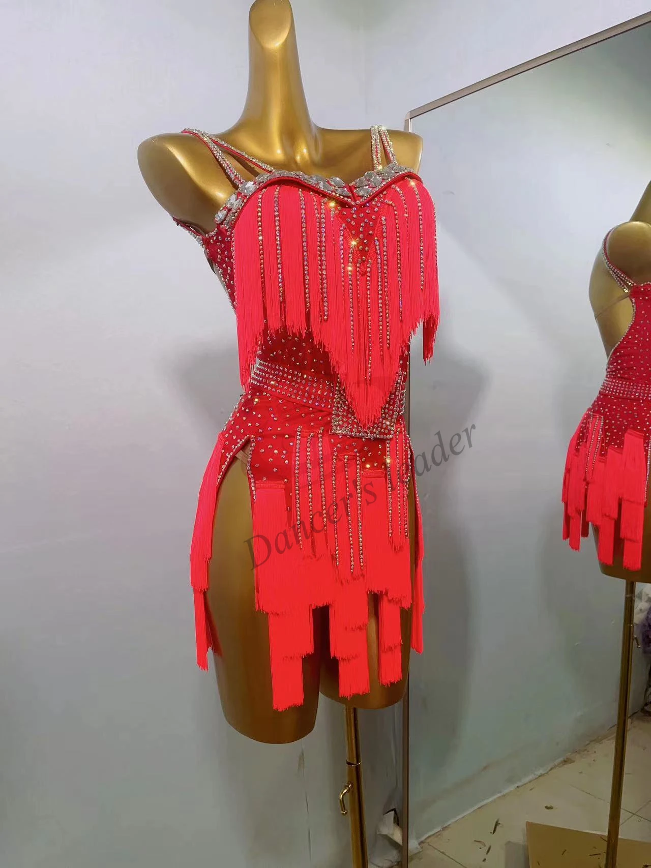 Latin Dance Profi kleid High-End maßge schneiderte rote Quaste Cha Tango weibliche Erwachsene Standard Bühne profession elle Kleidung