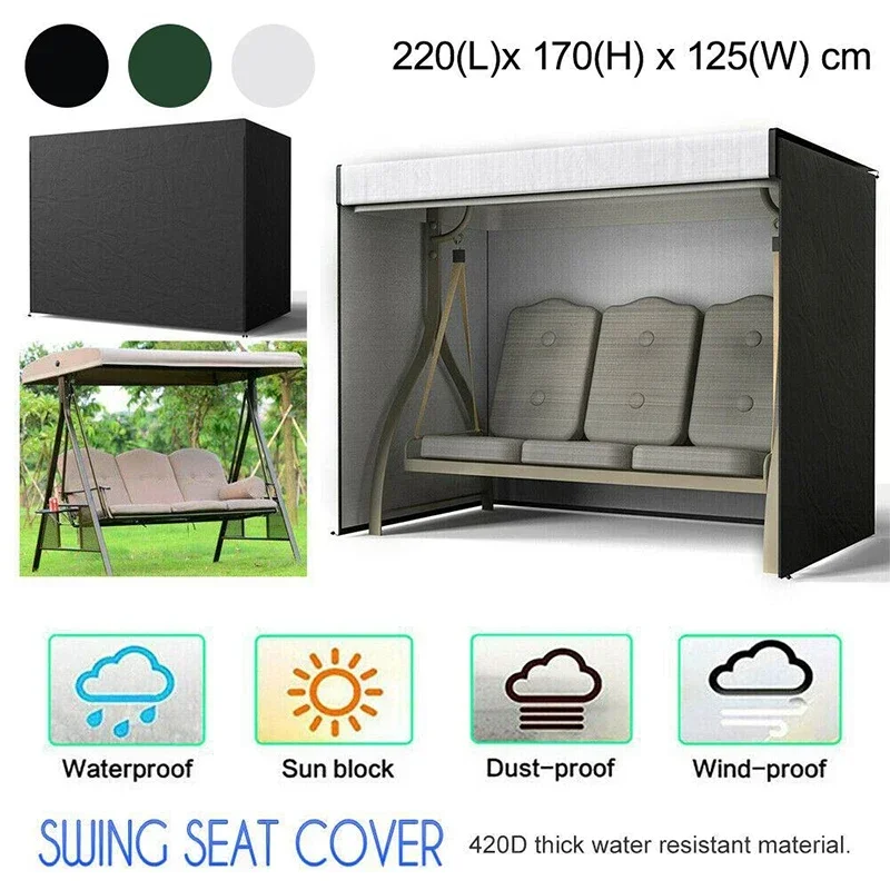 Wasserdichte 3-Sitzer Terrasse Schaukel Sonnenschutz abdeckung 420d Oxford Garten Hängematte Schutzhülle langlebige Garten zubehör Image