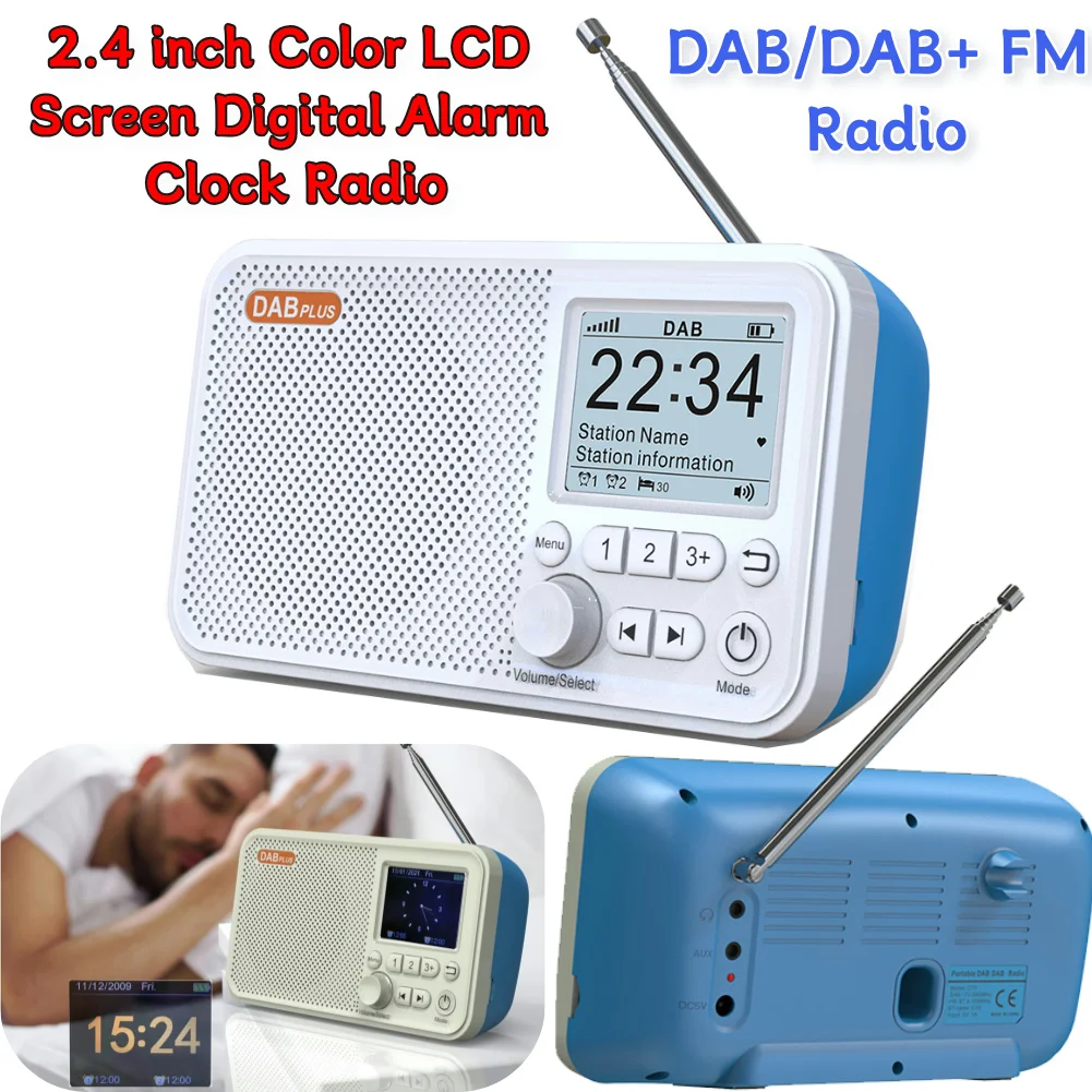 C10 Tragbarer Wecker DAB DAB+ FM Bluetooth-kompatibles Radio mit Bluetooth 5.0 2,4 Zoll Farbdisplay für TF-Karte MP3-Player Image