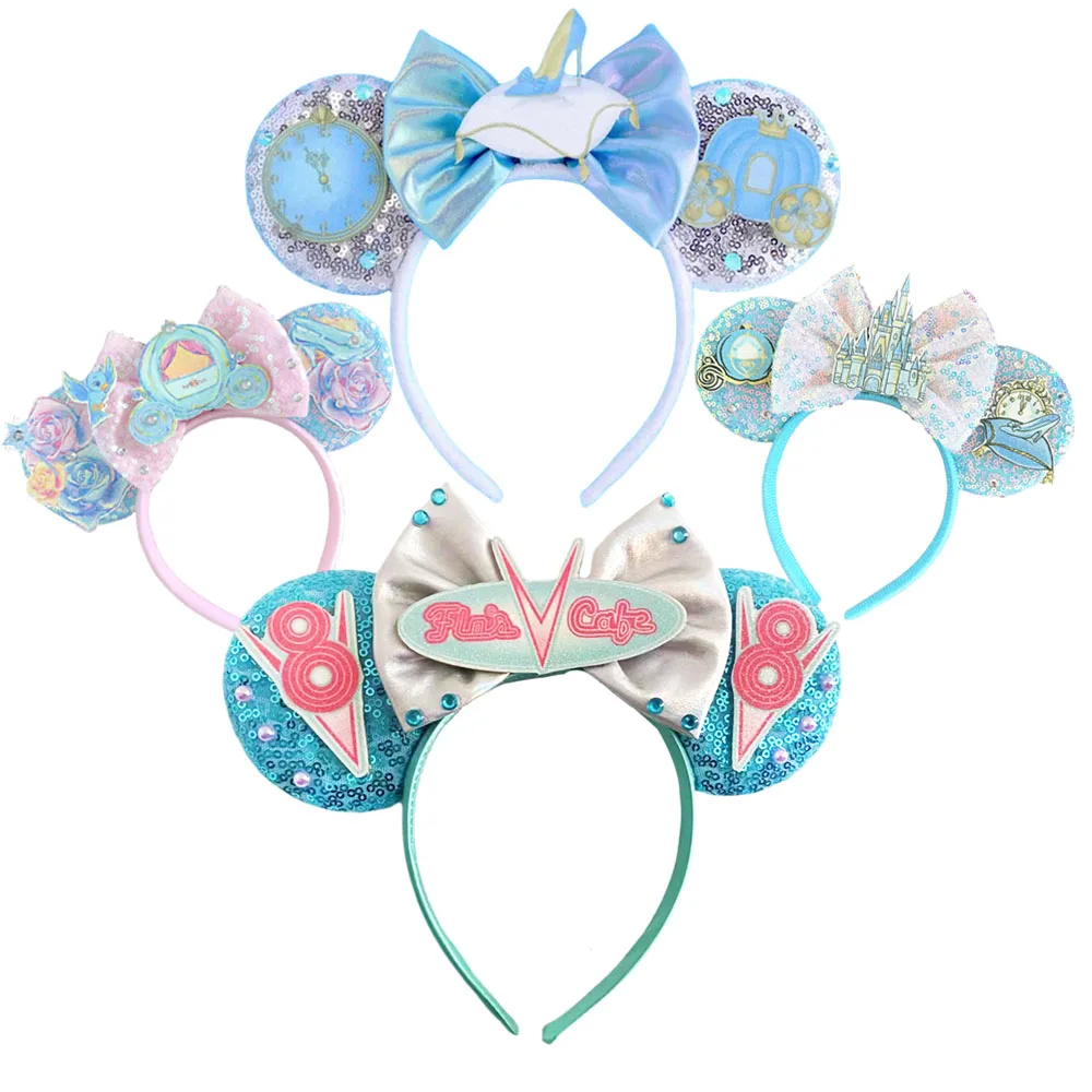 Neue Mickey Mouse Stirnband Halloween lange Wolle Ohr Pailletten Haarband Frauen Geburtstags geschenk Mädchen Kinder Party Haar Zubehör Image