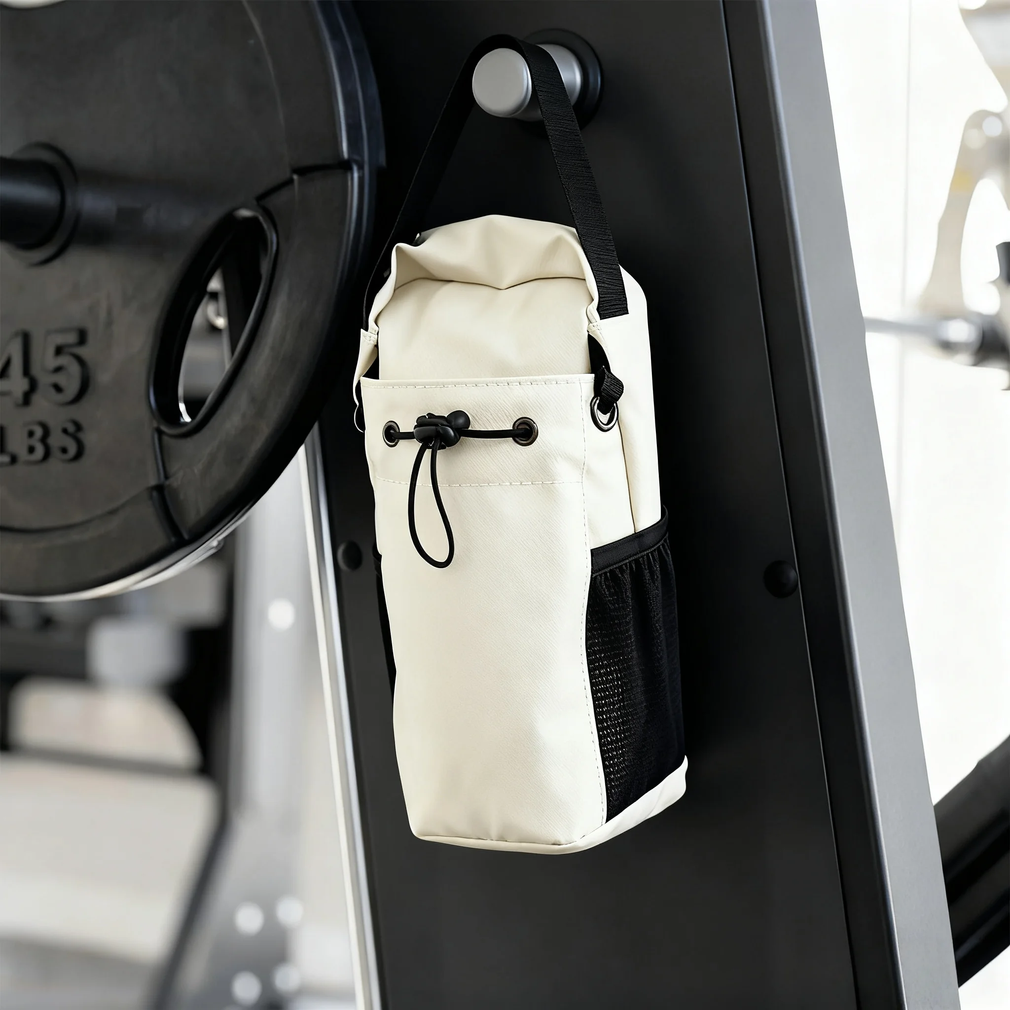 Magnetische Gym-Flaschen-Umhängetasche mit Schultergurt, schwarz, 3 starke Magnete, tragbarer Gym-Flaschenhalter für Fitness-Gymnastik-Flaschentasche Image