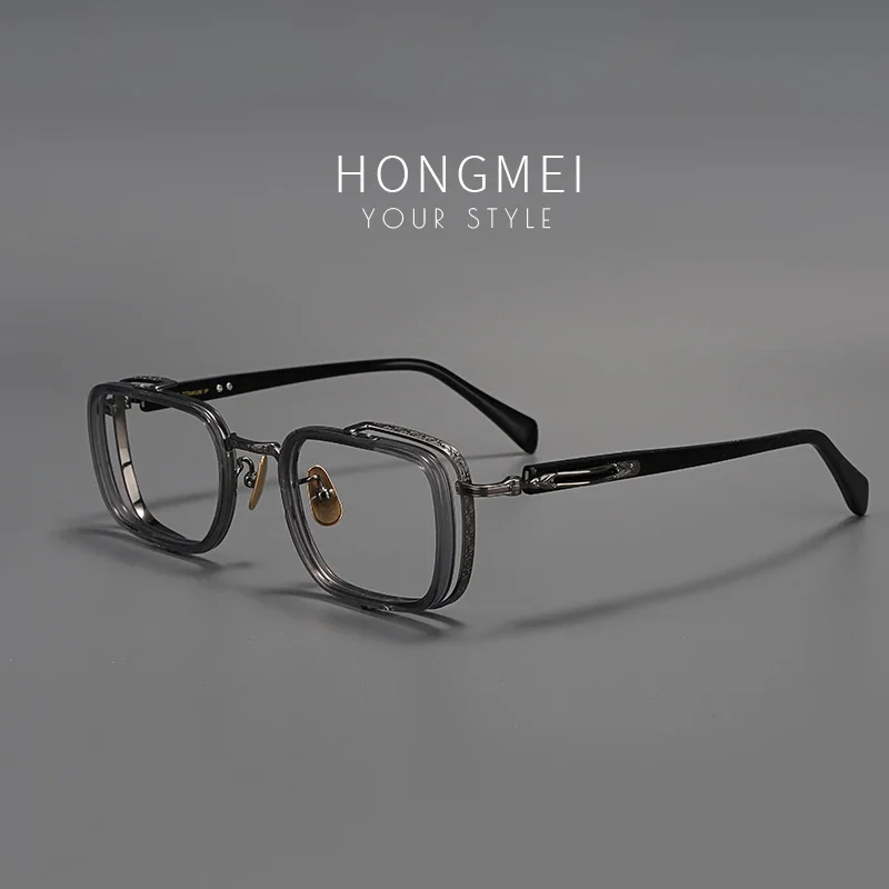 ENTITY Luxus-Brillengestelle, Titan, verschreibungspflichtige Herren-Lesebrille, Damen, Myopie, Computer, Blaulicht, Verhinderung, Verfärbung Image