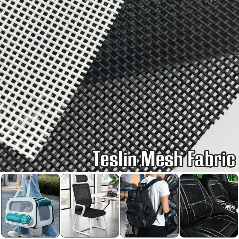 Hochwertiger Teslin-Netzstoff, DIY-Bürostuhl, Liegestuhl, Strand-Lounge-Stuhl, Tischset, PVC, für den Außenbereich, wasserdichter Netzstoff, Schwarz