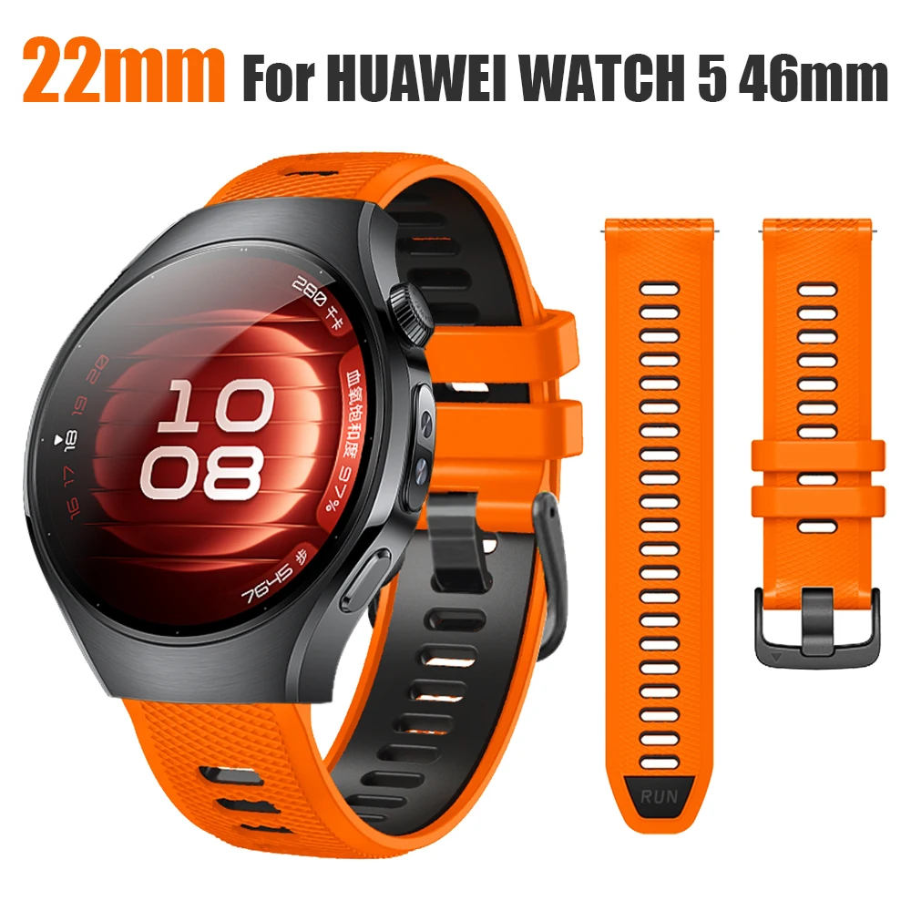 Zweifarbiges 22-mm-Silikonarmband für Huawei Watch 5 46 mm/Ultimate 2/GT 6 Pro 46 mm Ersatzarmband für GT 5 Pro 46 mm/GT 5 46 mm Image