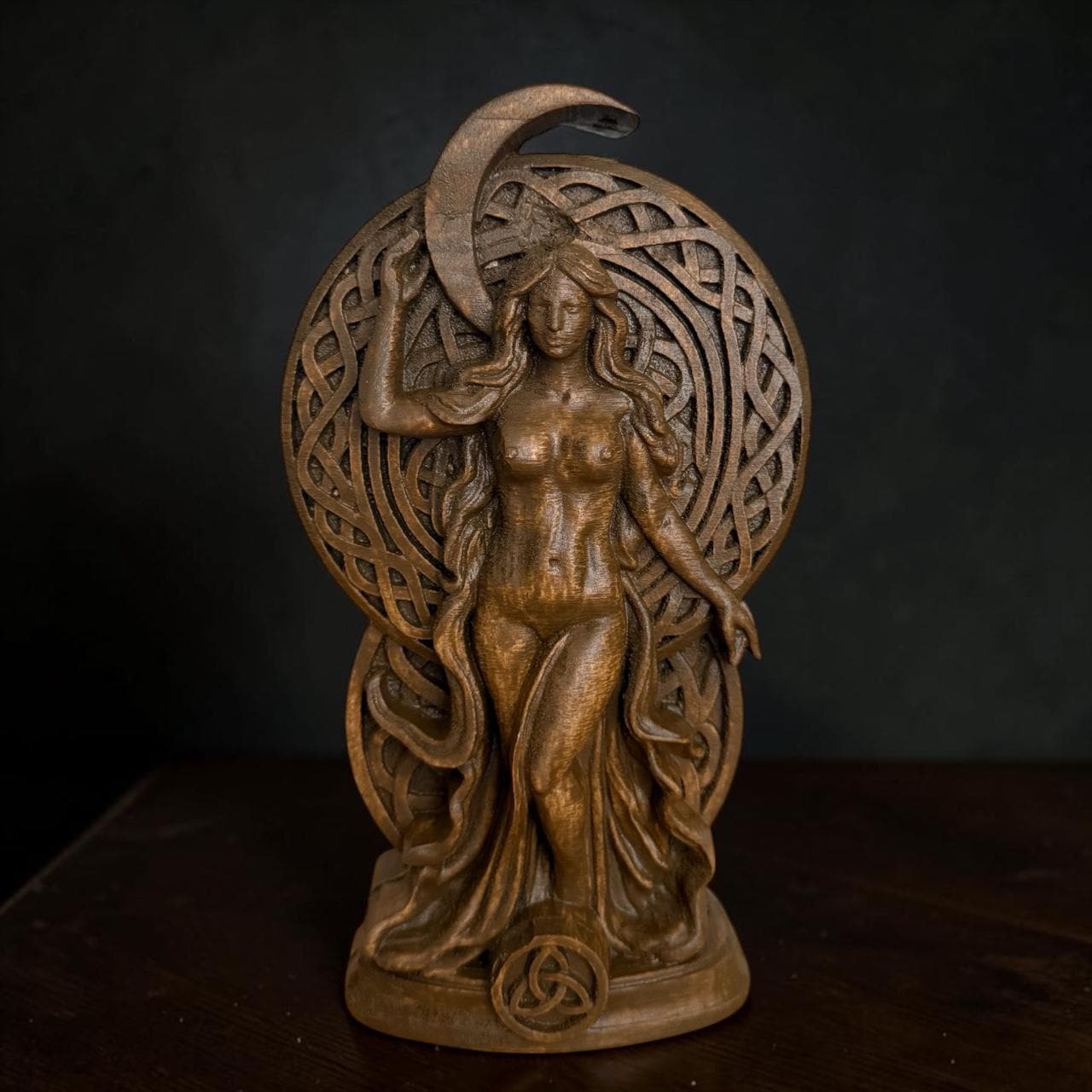 Selene Dea della Luna Statua della Dea della Luna Selene Statua Wiccan Selene Dea Statua della Dea Luna Figura in legno di Selene Statua pagana Altare