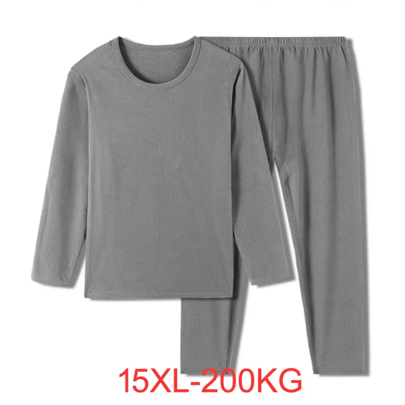 Große Größe 6XL 15XL Winter Herren warme Unterwäsche aus 100 % Baumwolle Thermo-Leggings-Sets Tops und Hosen Elastizität Stretch-Unterteile 54