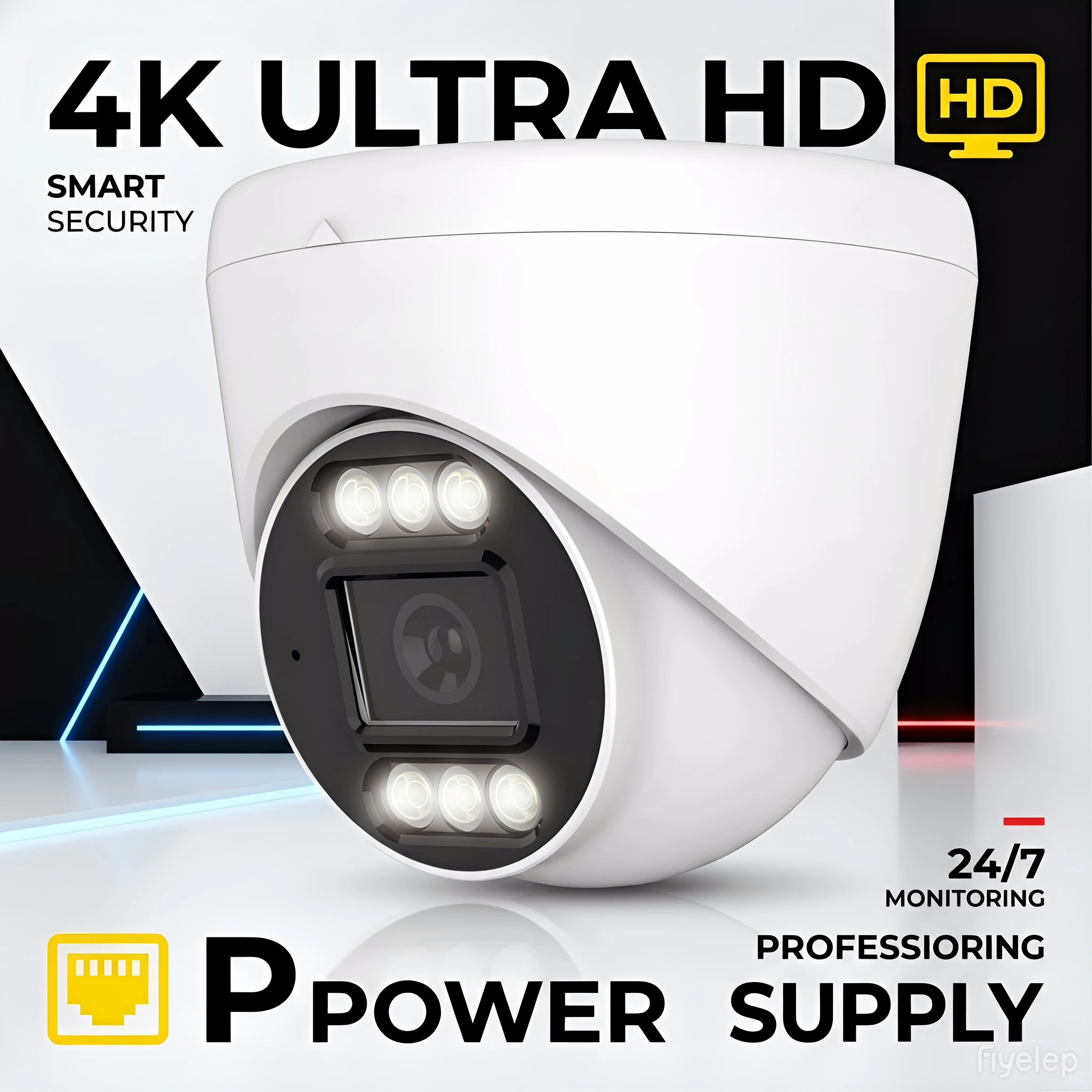 4K 8MP PoE IP-Sicherheitskamera, 4MP/5MP Optional, Zwei-Wege-Audio, Dual-Light-Nachtsicht, H.265, ONVIF-Unterstützte Überwachungskamera Image