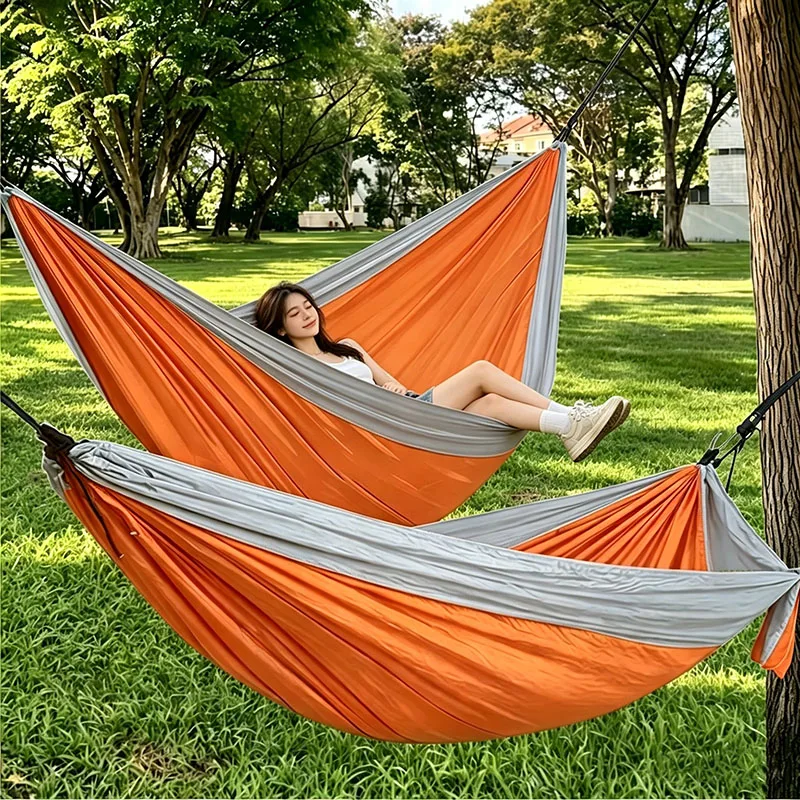 Reise-Hängematte, Camping-Hängematte, tragbare Hängematte aus Nylon, leichte Hängematten für Outdoor, Rucksackreisen, Strand, Hinterhof, Terrasse, Wandern