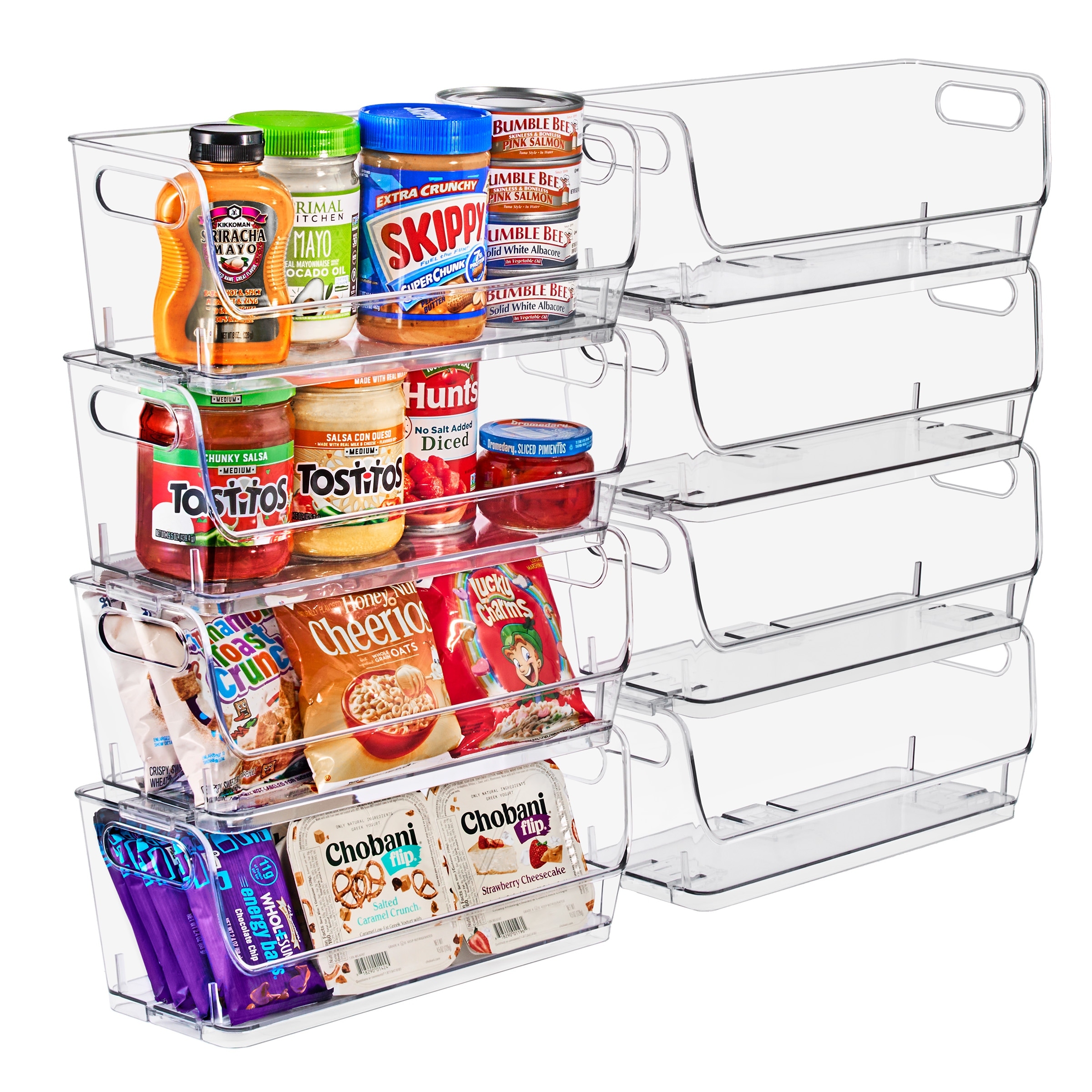 Sorbus Stackable Storage Bins Open Front, Clear Stackable Storage Bins, Small Narrow Pantry Bins for Storage and Organization