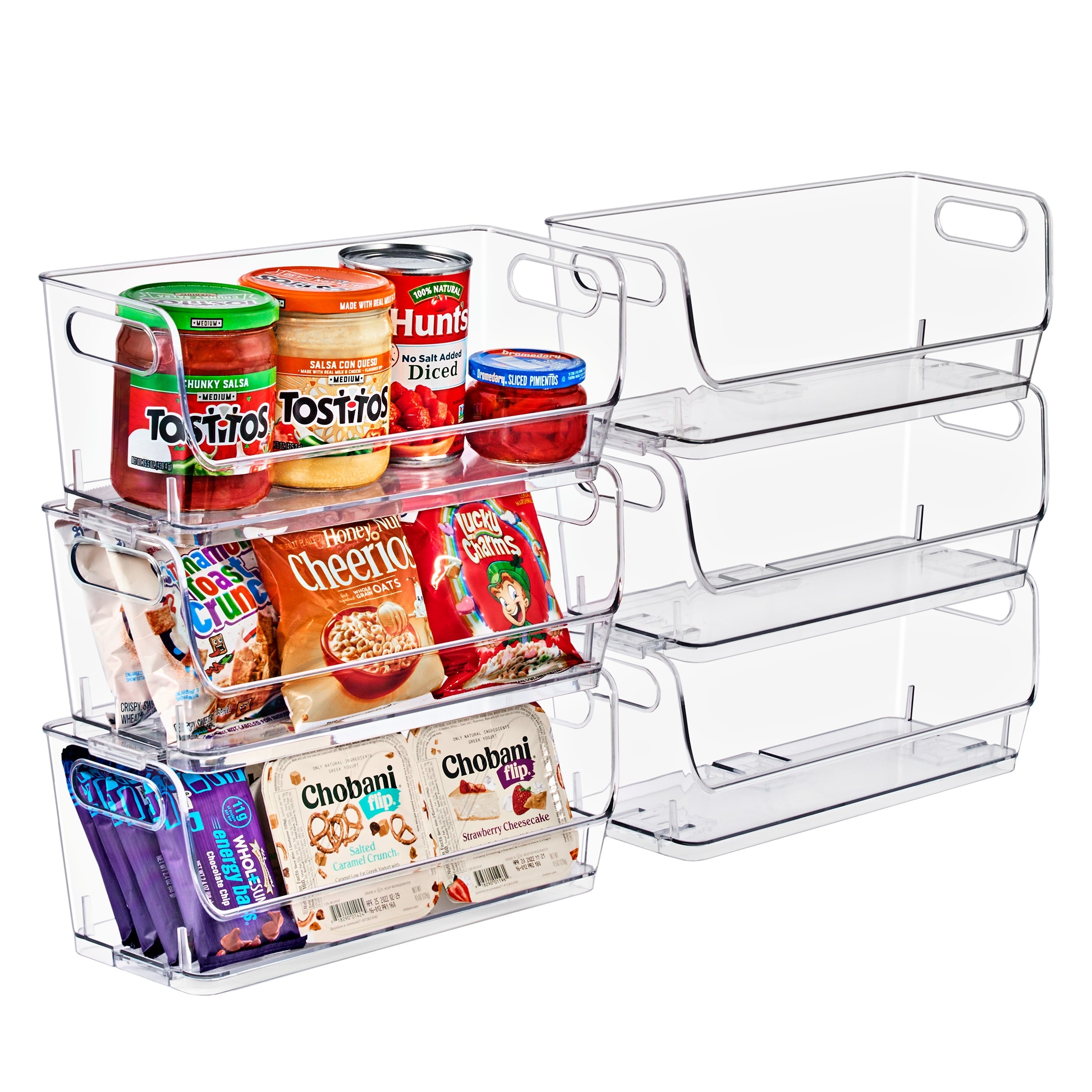 Sorbus Stackable Storage Bins Open Front, Clear Stackable Storage Bins, Small Narrow Pantry Bins for Storage and Organization