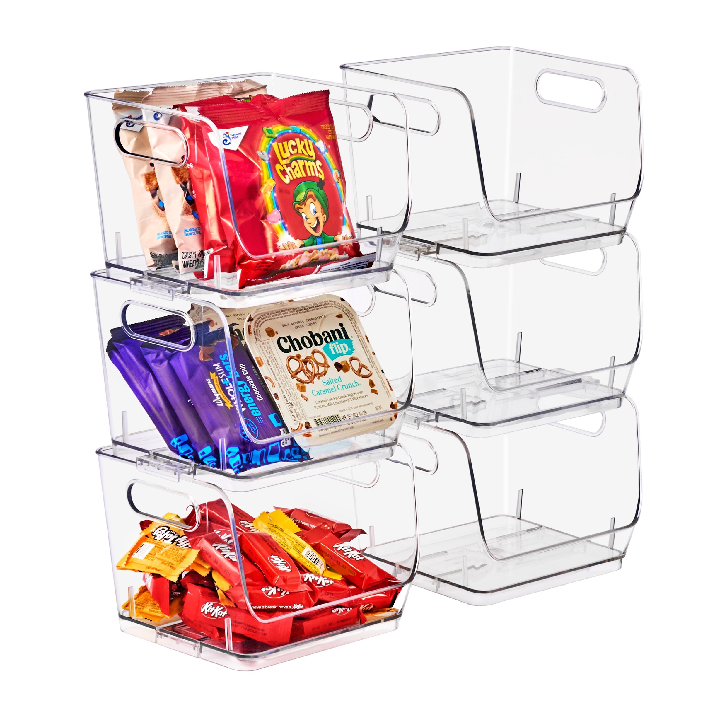 Sorbus Stackable Storage Bins Open Front, Clear Stackable Storage Bins, Small Wide Pantry Bins for Storage and Organization