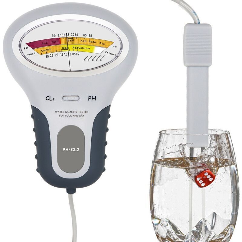 Tester Di Ph, Pc-102b Cl2 Tester Di Cloro E Ph, Tester Per Piscine, Tester Per L'Acqua, Misuratore Di Ph Elettronico, Tester Di Ph E Cloro, Analizzatore Di Qualità Dell'acqua Con Sonda, Per Piscine, S