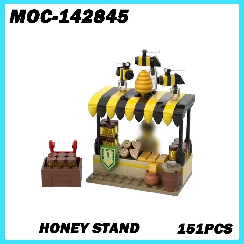 MOC- 142845 Micro Architektur Modulare Ecke Honig Stand Bausteine, DIY Modell Ziegel Puzzle Spielzeug Ziegel Geburtstag Geschenke 151P Image
