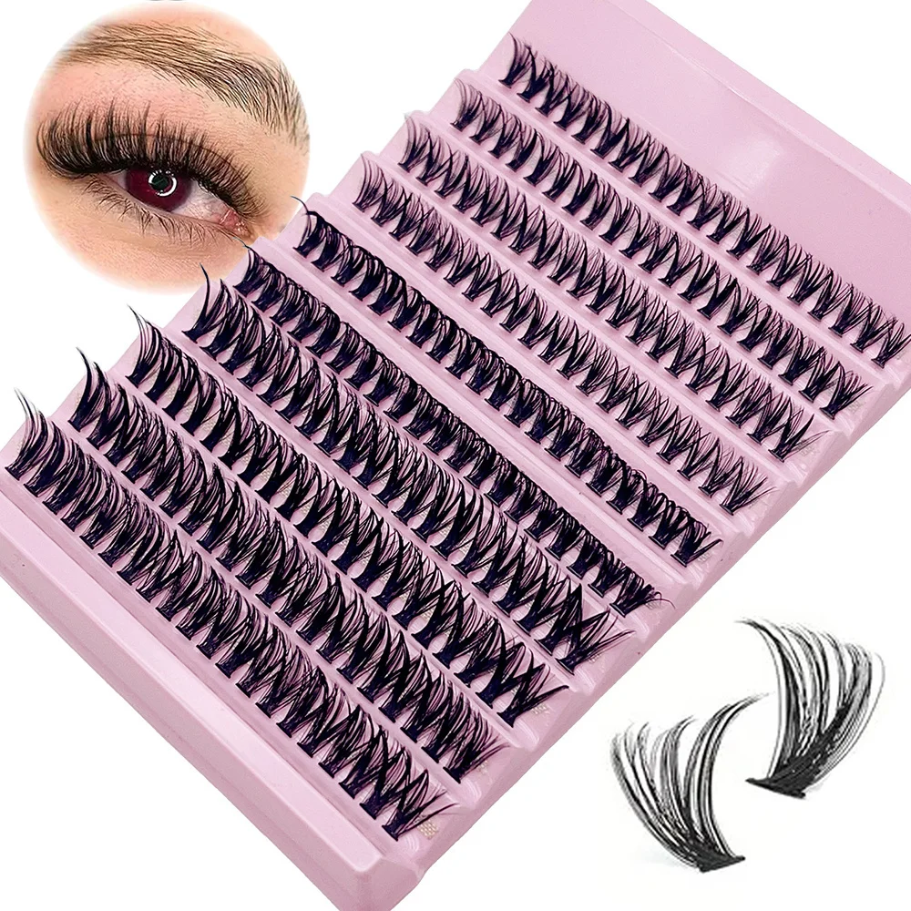 10 Reihen Wimpernbüschel DIY Wimpernverlängerungen Weiche Natürliche Flauschige Einzelwimpern Segmentierte Künstliche Wimpern für Anfänger Make-up Image