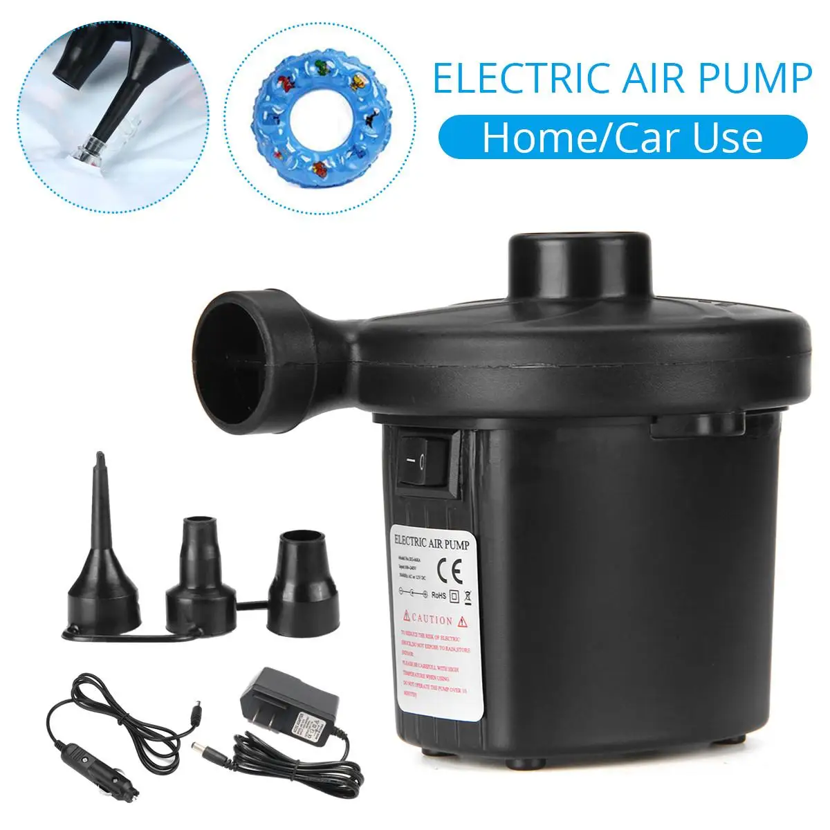 Pompa di aria elettrica per materasso gonfiabile, piscina, galleggiante, gonfiaggio rapido ad alta pressione, sgonfiaggio, pompa portatile per esterni