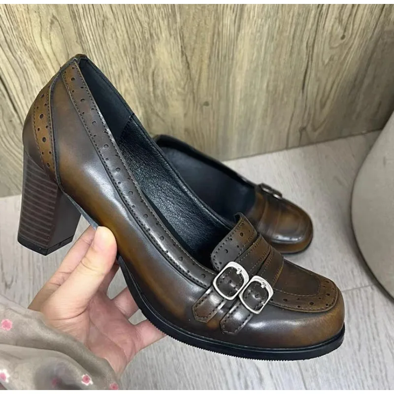 Schwarz Neue Vintage Starke Ferse Frauen Mary Jane Schuhe Damen Concise Slip auf Pumps Frühling Herbst frauen Party Kleid schuhe