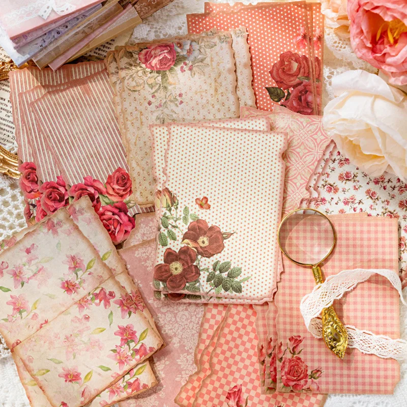 Kawai Gentle Wind Hand Account Materialpapier Retro Blumenmuster Schöner Taschen- und Landschaftsdekorationshintergrund Image